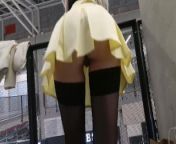 Petite Girl Flashing Pussy under miniskirt in mall (Risky Upskirt) from han ji hye fake nude text