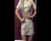 Red lipstick blonde with braids wearing short summer dress hot risky public restroom solo sexy video from next dehati aurat sexy video