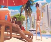 Tracer enjoying the beach Overwatch 2 from atlantic tracer from the game overwatch receives a facial cumshot kreisake