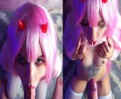 Zero Two sucks cock and gets cum on face - Sunako_Kirishiki from 13 saal ki girls sex photos