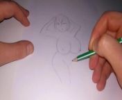 Drawing to the music of a cartoon cute girl from draw hentai