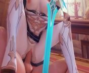 Genshin Impact's Grand Master Jean Gets on top in a Reverse Cowgirl Position - Girl on Top FHD 60 FP from genshin impact kujo sara 3d hentai