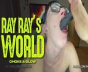 Ray Ray XXX Gags on a dildo before having an orgasm from xxx gag