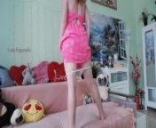 Russian hot girl dancing striptease in thongs and dress from red dress dance workout
