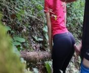 She begged me to cum on her big ass in yoga pants while hiking, almost got caught from poured cum on her legs and heels