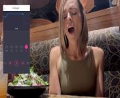 Cumming hard in public restaurant with Lush remote controlled vibrator from hirkoo