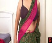 Sexy Indian Stripping Off Saree to Panty - Hot Pose make you WANK!! from sravanthi potnuri navel press