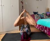 Perverted Head-Down Yoga In Sexy Bodysuit With Open Crotch from nude yoga haley