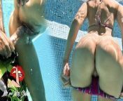 Step Sis Horny In The Swimming Pool So Creampie Hairy Pussy Close Up from underwater fuck