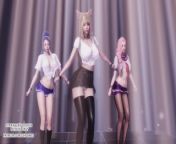 [MMD] Girl's Generation - Gee Ahri Seraphine Kaisa Hot Kpop Dance League of Legends KDA Hentai from gigantess mmd schoolgirl footplay