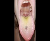 Lila long dirty tongue piercing hocking and spitting loogies showing mouth throat and uvula from joshua hocking