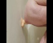 American Milf dildo suck & squirt in shower from homemade wife hubby wants to share